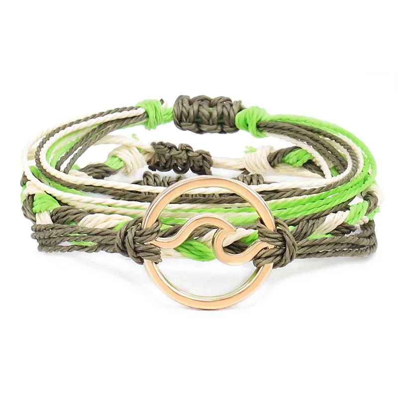 Subiceto 6-7 Set Wave Strand Bracelet Set for Women Girls Handmade Wax Coated Braided Rope Boho Woven Bracelet 
