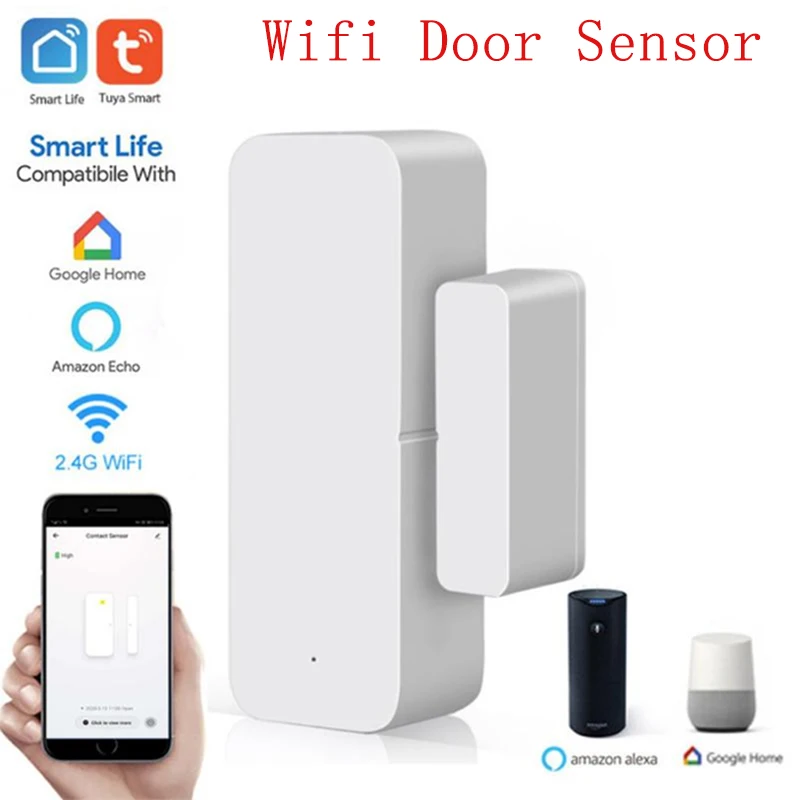 Sensor de ventana de puerta inteligente Tuya, detectores de puerta abiertos/cerrados, alarma de seguridad con Notificación de aplicación Alexa, Google Home y Smartlife