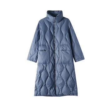 

Women’s Winter Overcoat Long Stand Collar White Duck Down