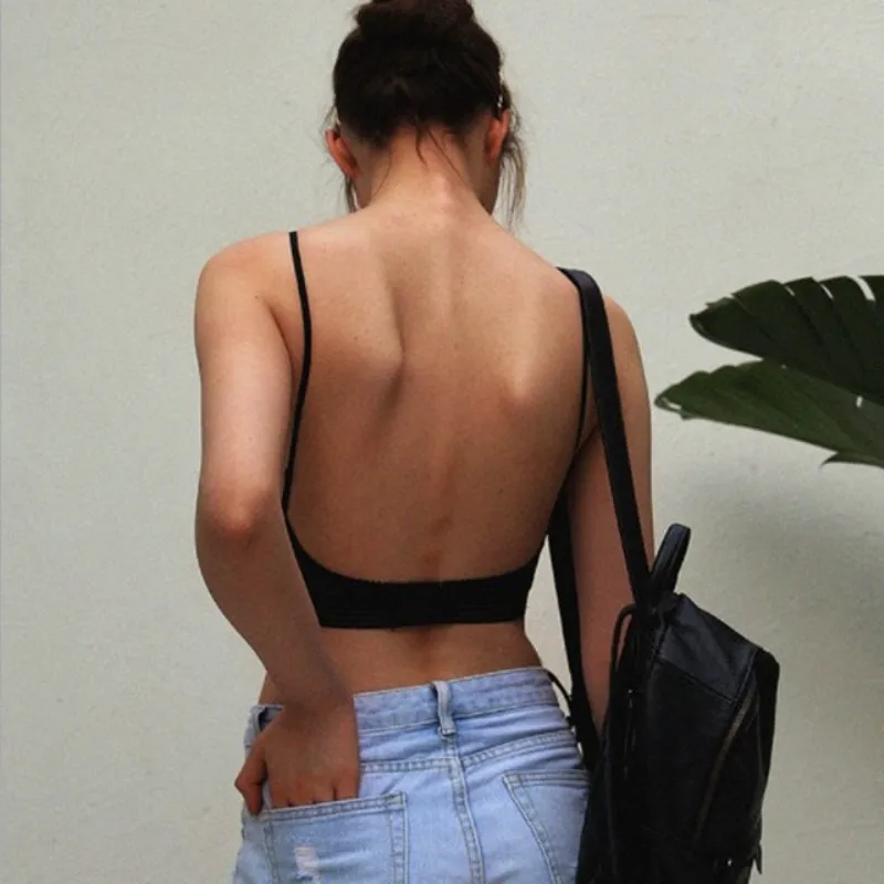 

U-shaped Big Backless Bra Thin Sling Strap No Steel Ring Lace Sexy Beautiful Back Dress Invisible Triangle Cup Underwear For Lad