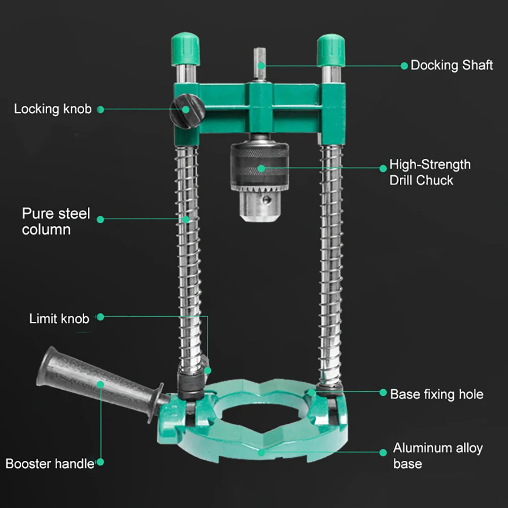 

Multifunctional Drill Stand 45°-90° Adjustable Angle Drill Guide Attachment with Chuck Drill Stand for Electric Drill