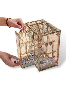 

Jewelry Storage Box Drawing-pull Type Case Dust-proof Jewelry Holder For Earrings Necklace Valentine's Day Gift