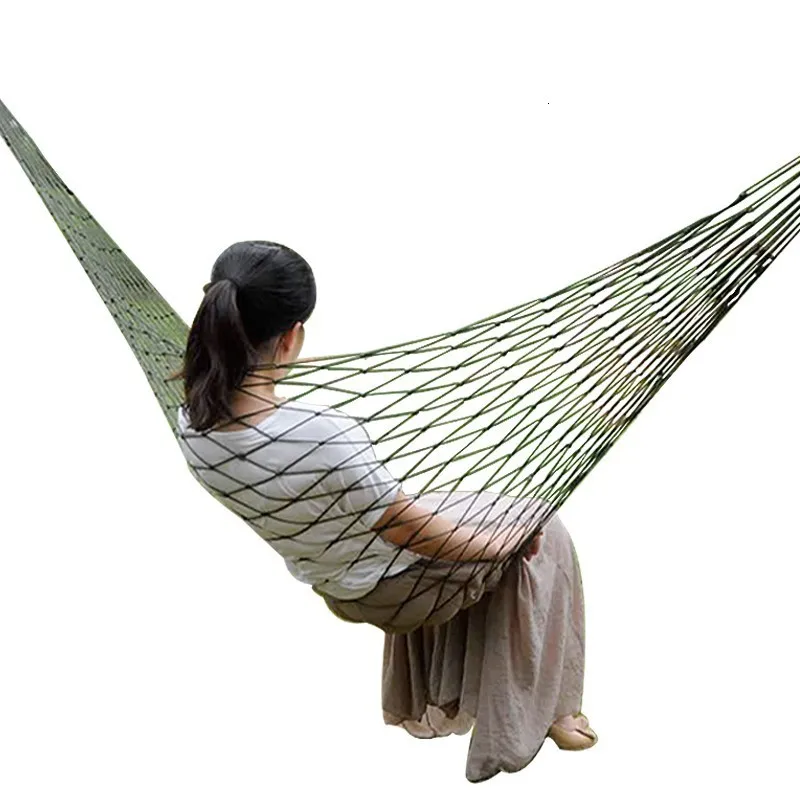 Portable Sleeping Hammock Outdoor Camping Travel Mesh Hang Swing Bed Army Green 