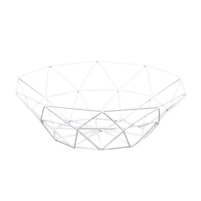 Fruit Basket Geometric Fruit Vegetable Wire Kitchen Storage Basket Metal Bowl - Цвет: Белый