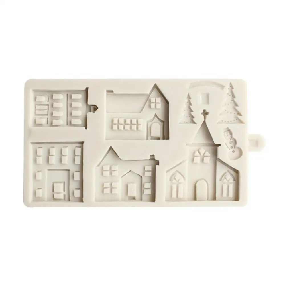 

3d Silicone Mold Decoration Family Castle Creation Cake Mould House Snowman Decor Chef Baking Chocolate Halloween