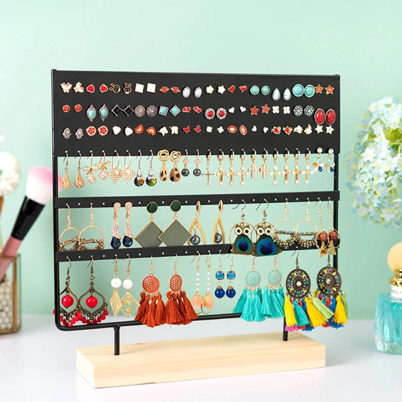 4 Tiers Jewelry Display Rack Earrings Organizer Jewelry Hooks Rectangle  Desktop Jewelry Stand Bangle Watch Ear Stud Shop