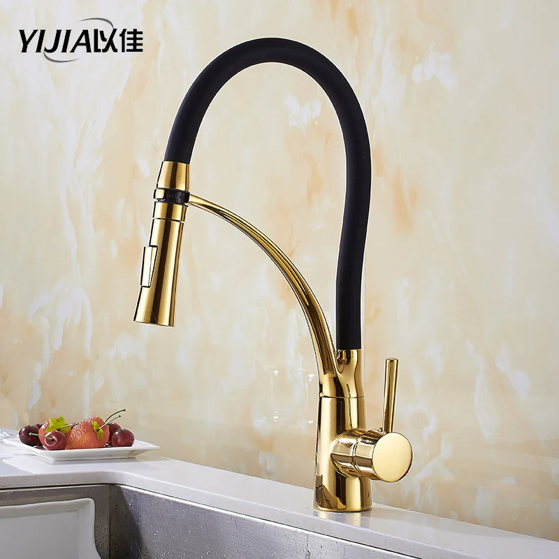 

Kitchen Water Faucet 360 Rotatable Basin Sink Faucet Spout Gold and black water-tap