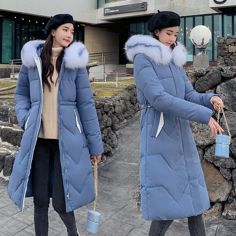 

2019 Winter New Style Large Fur Collar Cotton-padded Clothes Women's Korean-style Long down Jacket Cotton-padded Clothes Women's
