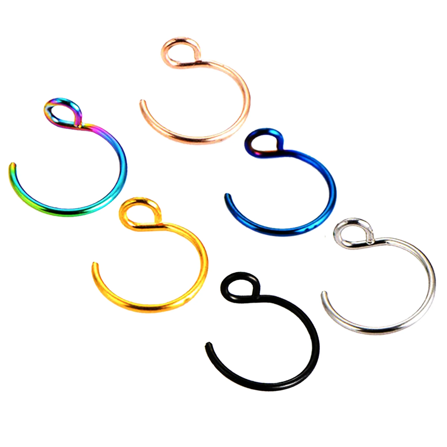 16pc Mixed Style Crystal Fake Nose Ring Geometric Clip Hoop Women Body Jewelry Perforation.-4