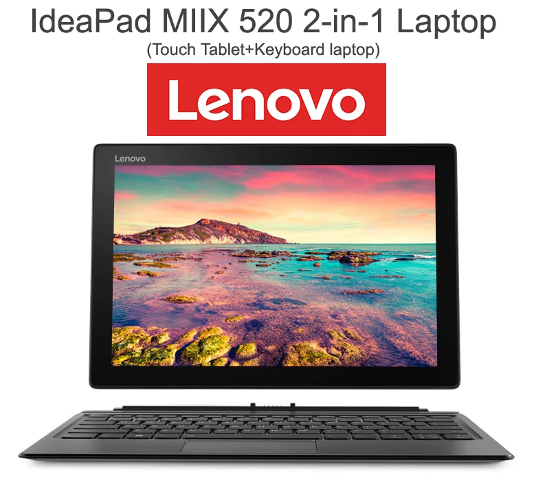 Ноутбук Lenovo 2 в 1 12 дюйма IdeaPad MIIX 520 сенсорный планшет + клавиатура ноутбук i7 i5 Windows 10