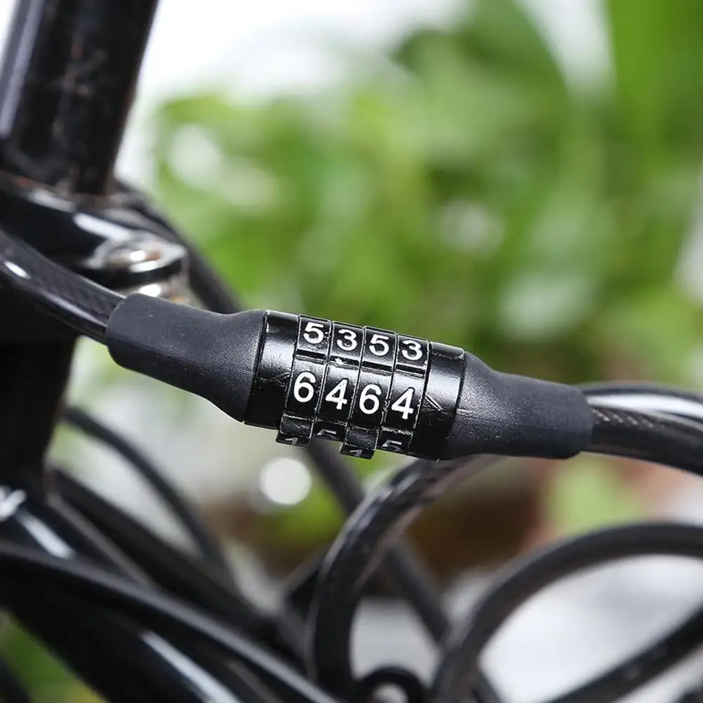 Велосипедный Замок 5 цифр код Комбинации Велосипедные замки безопасности замок 1100 мм x 7 мм Сталь кабель Спиральный Велосипедный Замок