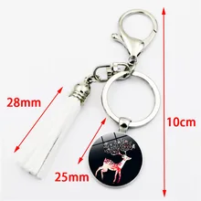 В европейском и американском стиле Лидер продаж аксессуары с принтом рождественского оленя и надписью, старинная каменная брелок для ключей с кисточкой серебряное кольцо для ключей из сплава небольшой кулон