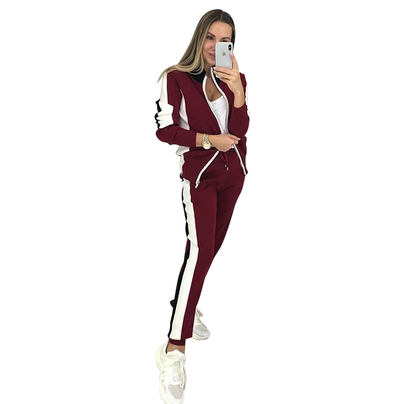 

MVGIRLRU Autumn zipper Cardigans and Trousers up and down Two-piece Set Women's long-sleeved sweater top Pants suits