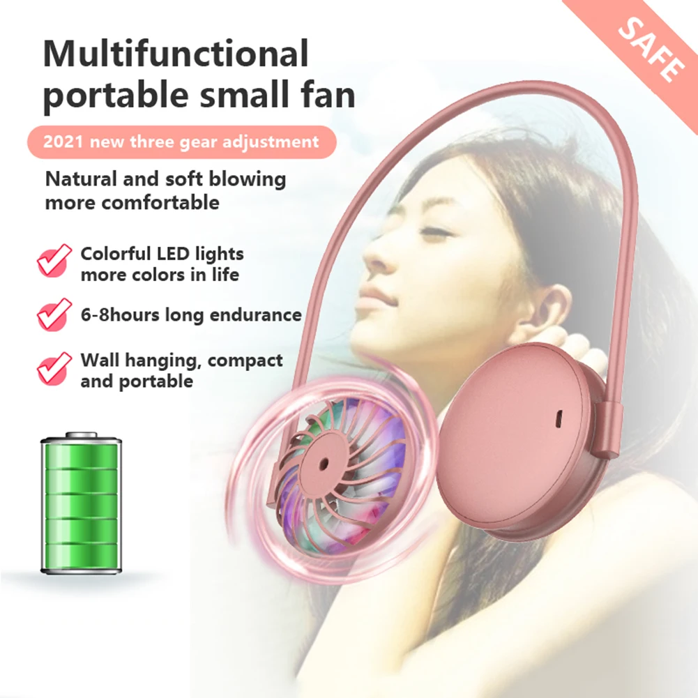 Portable Fan Hands-free Neck Band Hands-Free Hanging USB Rechargeable Dual Mini air conditioner/cooler for Room | Обустройство дома