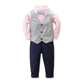 

Autumn 2020 children's clothing autumn suit boys gentleman tie vest three sets
