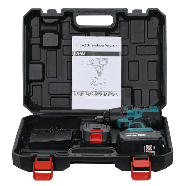 True 550N.m lithium-ion battery powered  1/2 inch brushless cordless impact wrench with 18V battery for car repair truck repair with 2 4.0A and case