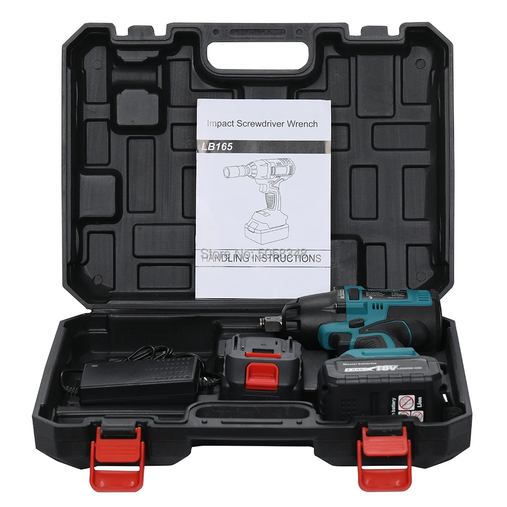 US $88.40 True 550Nm lithiumion brushless impact wrench with two 18V 40Ah batteries and an case for car repair truck repair