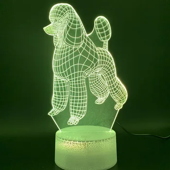 

3d Led Night Light Lamp Dog Poodle Bedroom luminaria Crafts Color Changing Child Baby Bedroom Atmosphere Kids Birthday Gift
