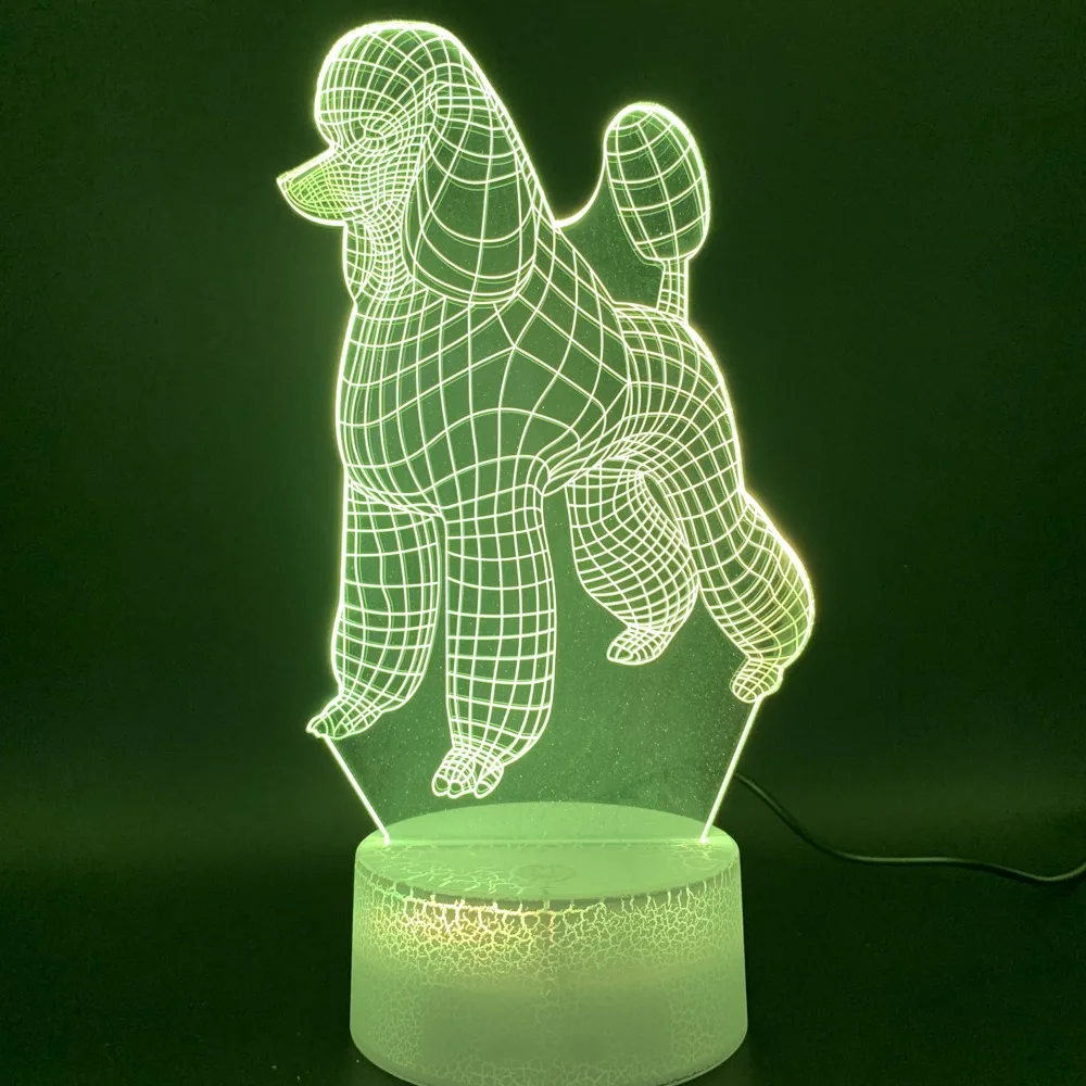 3d Led Ночник светильник лампа собака Пудель спальня luminaria ремесла изменение цвета