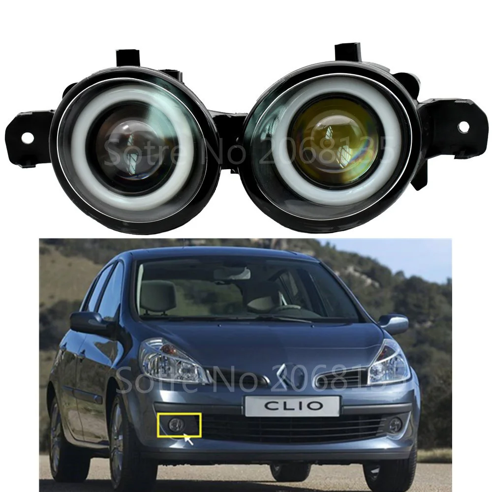 

2pcs/pair (Right + Left) Fog Lamp Assembly LED Fog Light with Angel Eye For Renault CLIO 3/III (BR0/1, CR0/1) Hatchback 2005-