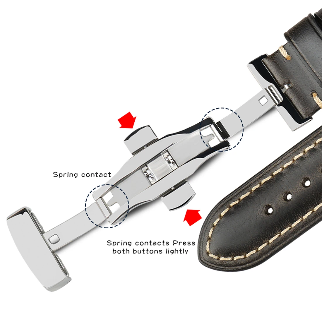 Butterfly Deployment Watch Band Buckle Solid Automatic Double Click Stainless Steel Strap Button 16mm 18mm 20mm Watchband Clasp
