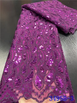 

NIAI African Sequins Lace Fabric French Net Lace Tulle Mesh Fabrics sky blue Lace Wedding Fabrics For Wedding XY3495B-3