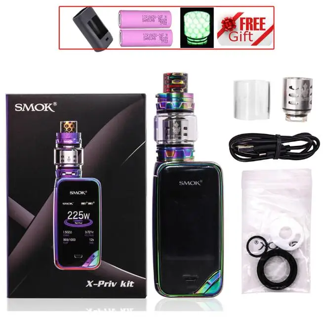 SMOK X-PRIV набор электронных сигарет 225 Вт X PRIV Box Mod с TFV12 Prince Tank 8 мл испаритель VAPE SMOK XPRIV Kit - Цвет: Rainbow with Gift