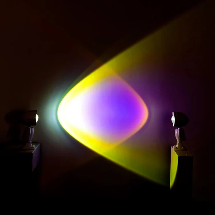 USB Rainbow Sunset Projector Atmosphere Led Night Light Study Bedside Wall Home Decoration Mini Table Lamp Bedroom Decor Anime
