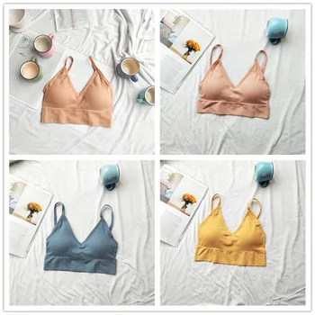 

New Style Large U-Non-Steel Ring Thread Underwear Women's Girls Bra French Deconstructable Triangle Cup Sexy Small Bust Vest