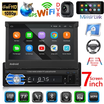 

9706 1DIN Car Stereo Retractable Screen Portable Car Phones Charger Bluetooth Android 10.1 GPS Nav BT Radio Head Unit