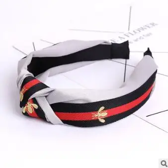 4 50pcs/lot DIY Multi Simple Fabrics Stripe Headband Tie A Knot Honey Bee Head Bands Hair Care& Styling Tools HA810 - Цвет: 4