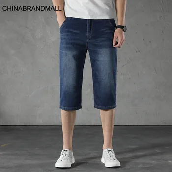 

999 Money Cowboy Shorts Male high Waist Elastic Force Big Size Loose Seven Points Breeches Leisure Youth Middle Pants 30-48