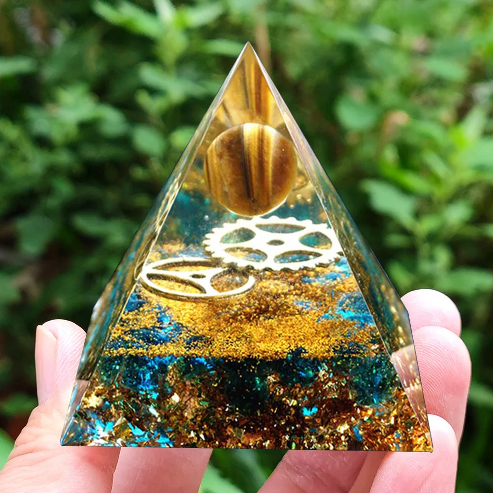 Natural Crystal Gem Pyramid Healing Energy Stone Tiger Eyes Reiki Orgonite Ornaments for Home Office Desktop Decoration | Дом и сад
