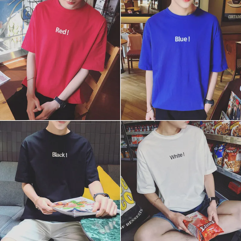 

MEN'S Short-sleeved T-shirt BOY'S Body Shirt Clothes Korean-style Trend Summer Teenager Students Fashion Slim Fit Versatile Fash