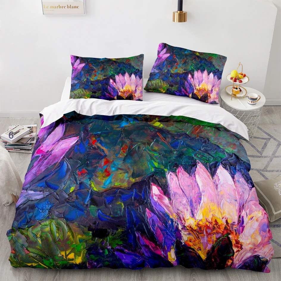 satin sheets painting Bedding Set Single Twin Full Queen King Size Graffiti Bed Set Aldult Kid Bedroom Duvetcover Sets 3D Print 013 top Bedding Sets Bedding Sets