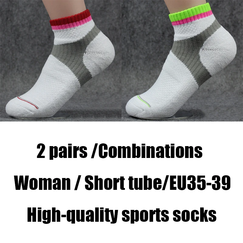 Носки для бадминтона, впитывающие пот, дышащие мужские спортивные носки, хлопковые носки для тенниса, настольного тенниса, уплотненные махровые носки - Цвет: woman combination14