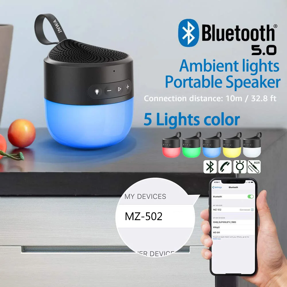 Портативная Bluetooth-Колонка GTGA с подсветильник кой Беспроводная колонка для