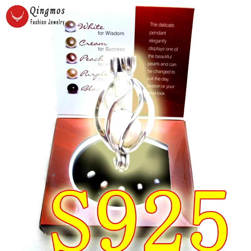 

Qingmos New Wish Pearl One Box Sterling Silver S925 Drop Pendant Necklace for Women Natural Oyster Pearl Necklace 16" Chokers