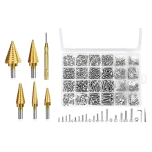 

6Pcs HSS Titanium Coated Step Drill Bit & 1Set M2 M2.5 M3 M4 304 Stainless Steel Hexagon Head Cap Machine Screw