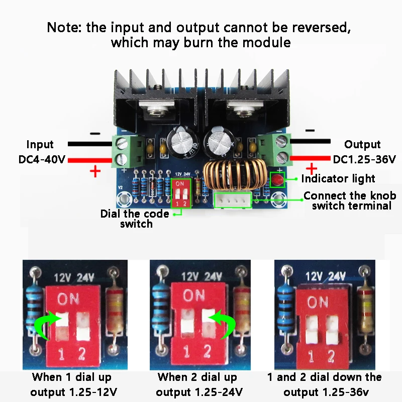 

DC-DC Voltage Regulator Module 200W XL4016 Step-down Buck Board High Power 8A With External Potentiometer