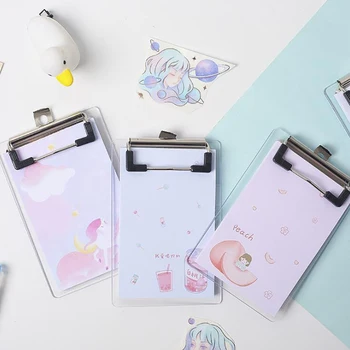 

Acrylic Mini Board Clip Memo Pad Transparent Clipboard Student Hard Plastic Writing Board Stationery Folder Notepad 12.7x8.5cm