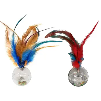

Electric Flashing Ball Kitten Cat Feather Tumbler Rustling Sound Training Toy M68E