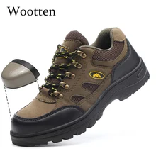 Мужская Рабочая обувь размера плюс, кожаная, устойчивая к ногам, стальная конструкция, нерушимая, уличная, дышащая, защитная обувь# YN801