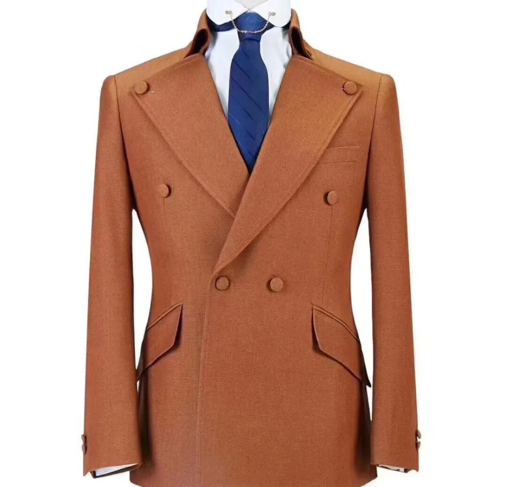 

1 Pcs Dark Camel Men's Suits Jacket for Wedding Wide Lapel Custom Made Suits Slim Fit Tailored Party Wear Male Suits Only Blazer