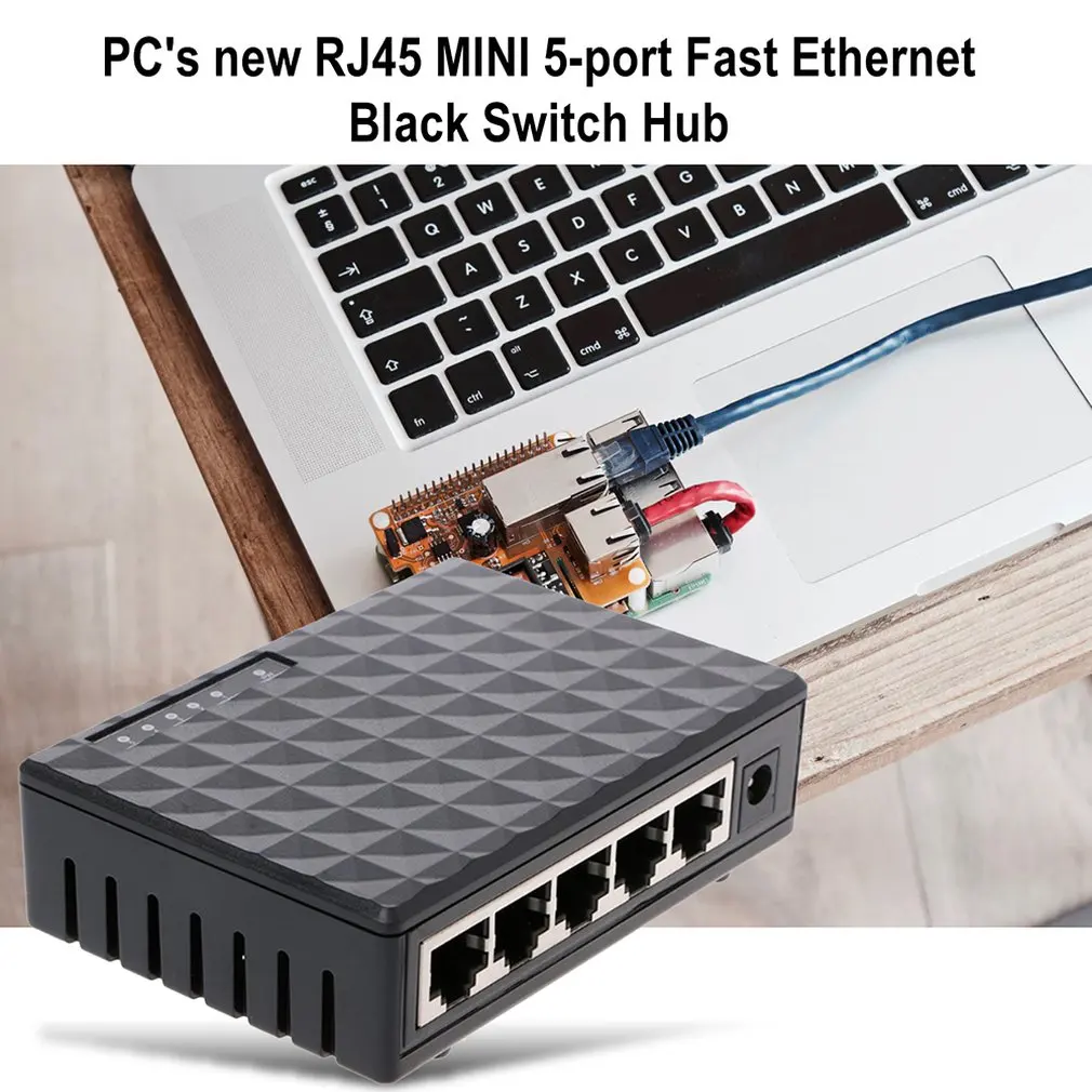 Rj45 мини 5-Порты для быстрой работы в сети этернет на черный волокна коммутатор PoE коммутатор для настольного ПК