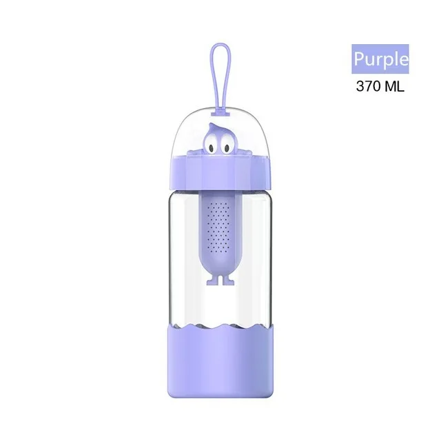 Милая стеклянная бутылка для девочек, креативный мультяшный фильтр, студенческий чай, детские бутылки для молока, бутылки для воды для путешествий, модные подарки - Цвет: Фиолетовый