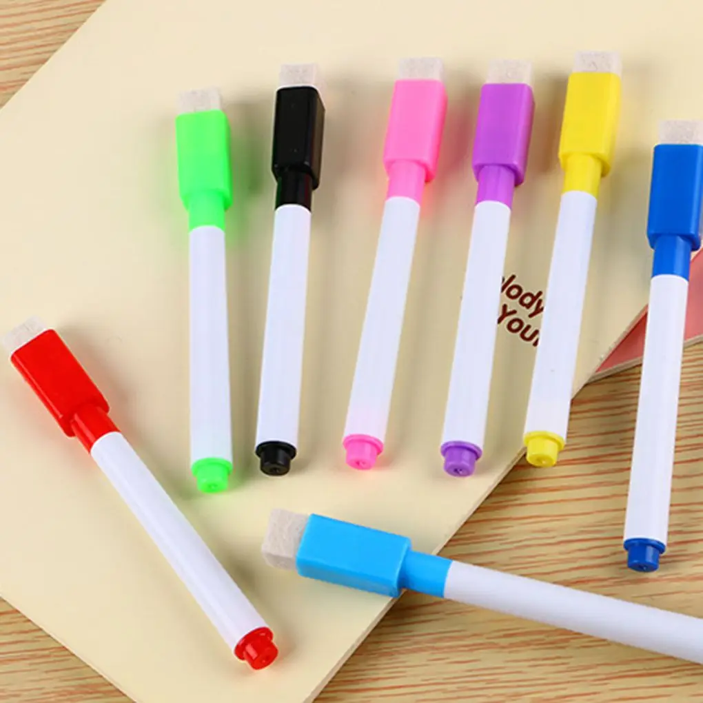 Colorful Black School Classroom Supplies Magnetic Whiteboard Pen Markers Dry Eraser Pages Children