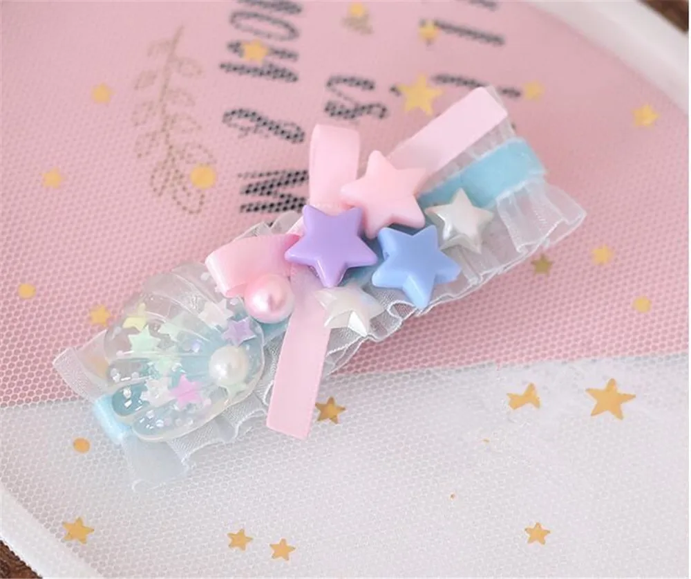 Шпилька для волос с блестящими звездами и ракушками аксессуар десертом японские