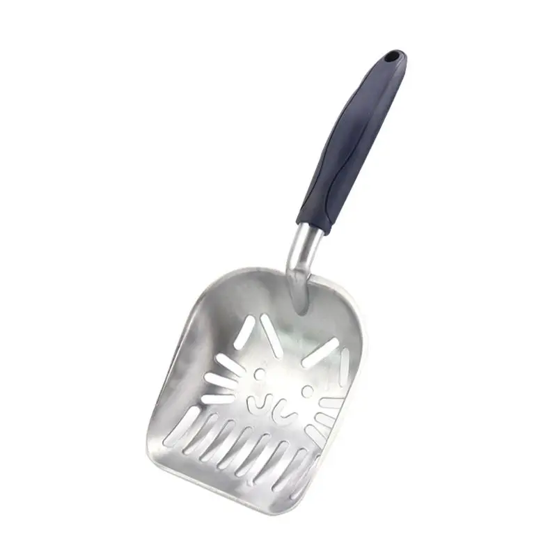 Metal Cat Litter Scoop Cat-Shape Sifter Pet Dog Litter Shovel with Rubber Handle