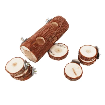 

Natural Wooden Hamster Mouse Tunnel Hollow Tree Trunk Tube Swing Toy Platform
